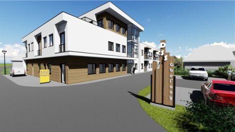 Stavba domova sociálnych služieb je situovaná v centrálnej časti obce Gbeľany